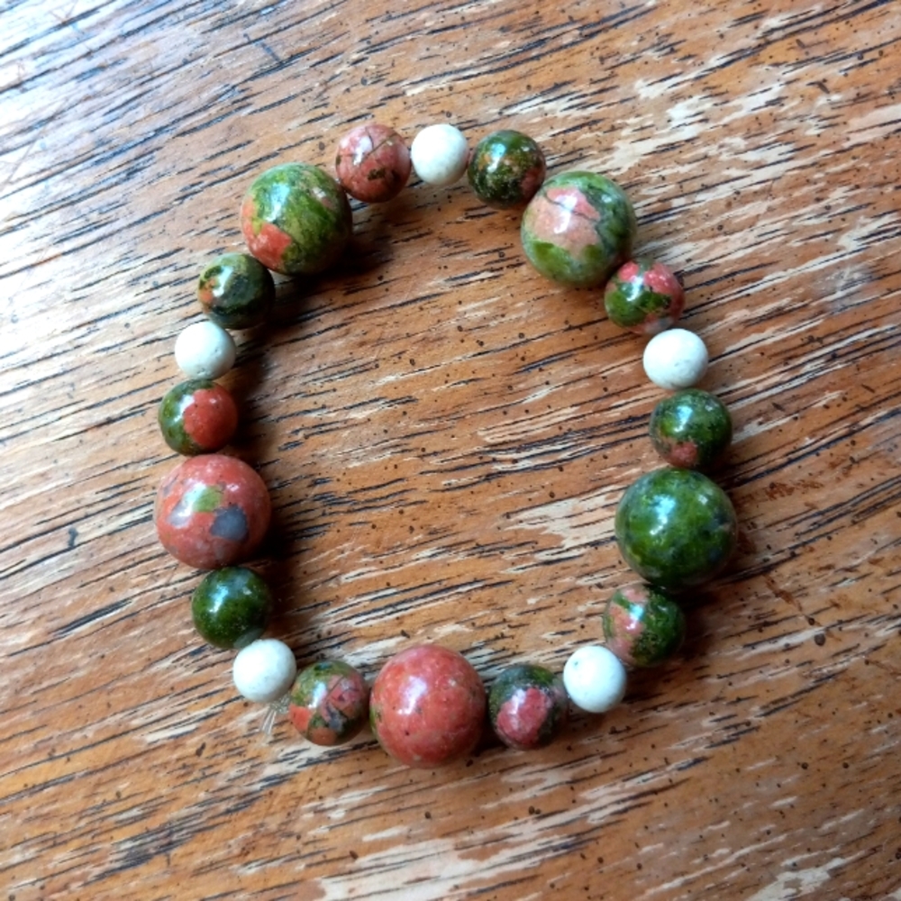 🍀Unakite Crystal Beaded Kandi Bracelet!!!
